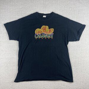 VINTAGE Calgary Stampede Rodeo Shirt Adult Size Large Black Graphic Tee Mens